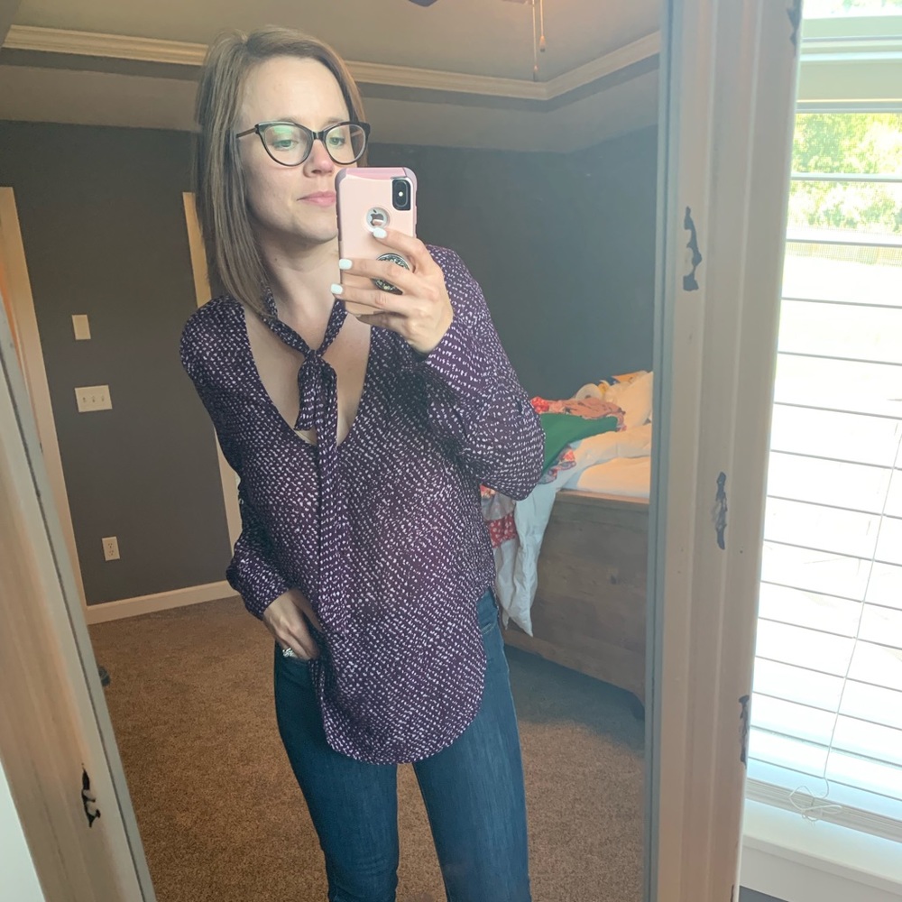 Anthropologie- Cloth and Stone sheer purple blouse